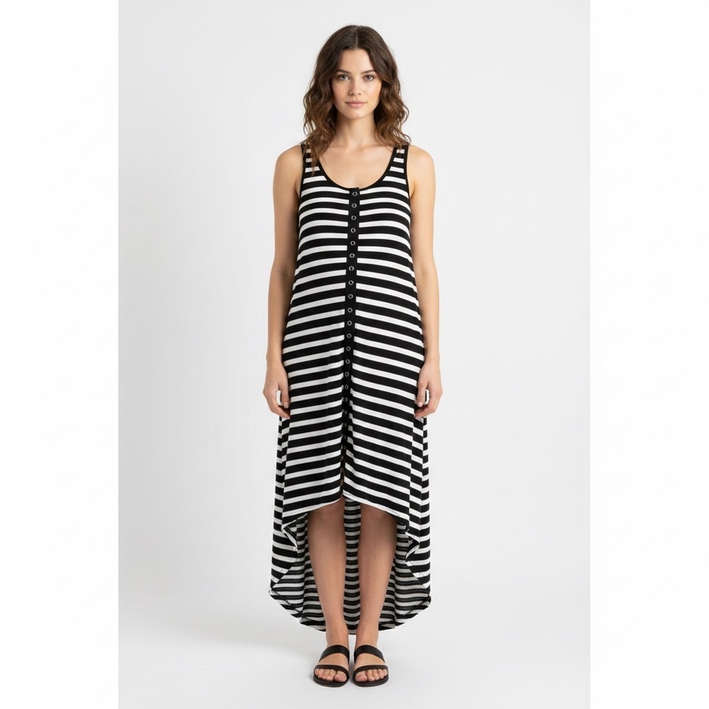 Black and White Striped Sleeveless Dress